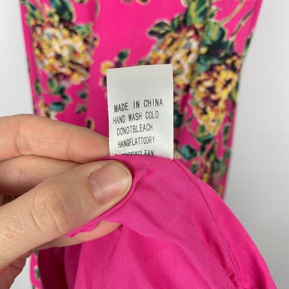 Oddy | NWT Pink Floral Textured Cross Back Knee Length Swing Dress - Picture 10 of 10